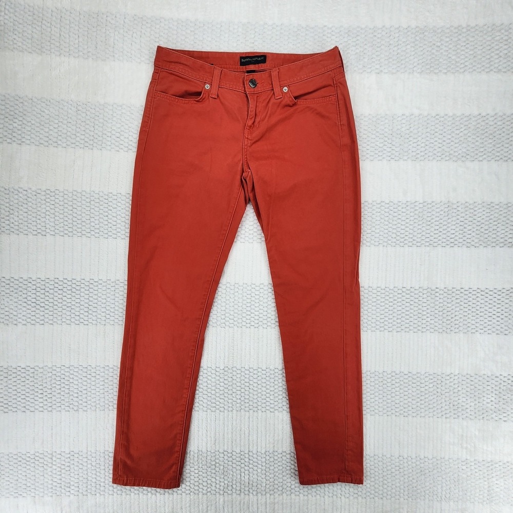 Banana Republic Womens Sloan Fit Sz 4 Coral Pants Stretch Slim Ankle 27" Inseam